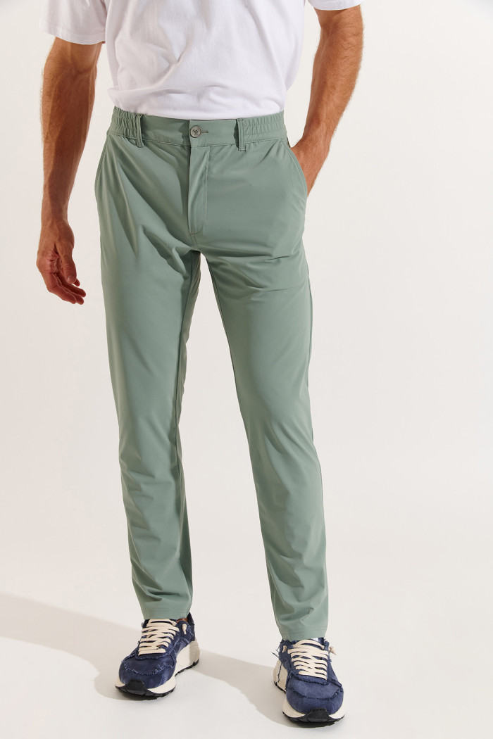 Pantalon stretch vert SERGE LESCADA