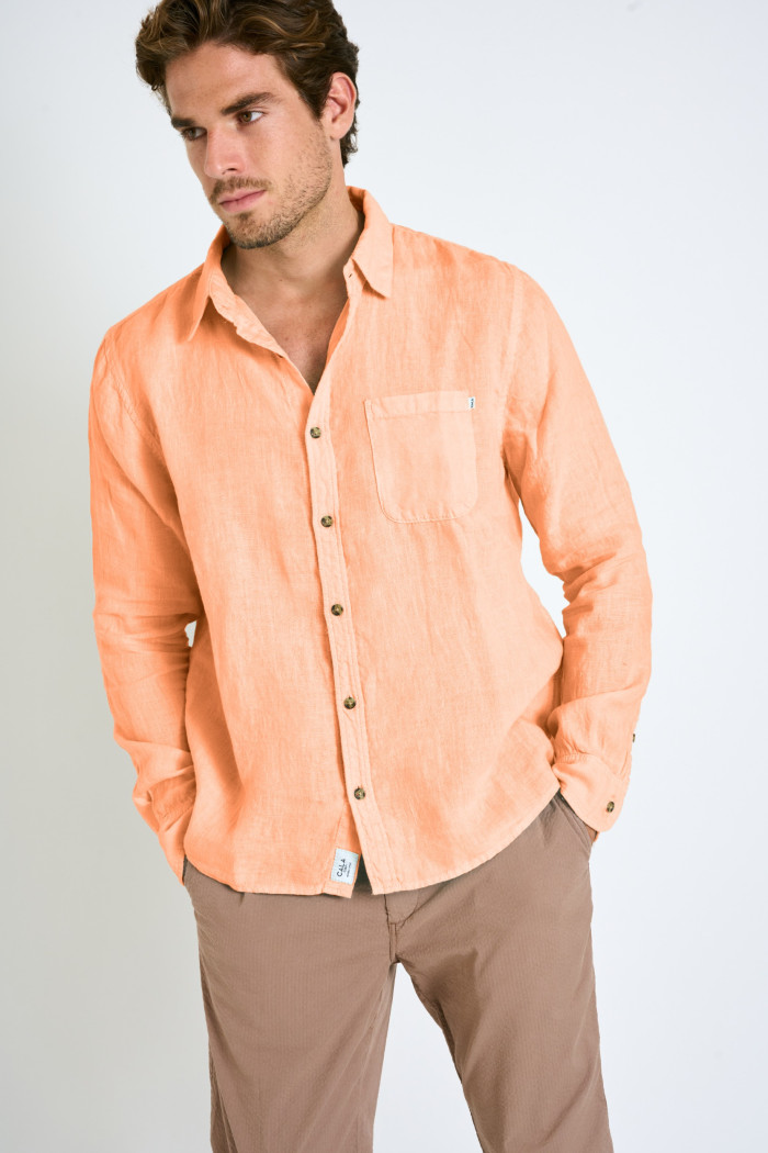 Chemise en lin corail CHEMISEML LINDYE