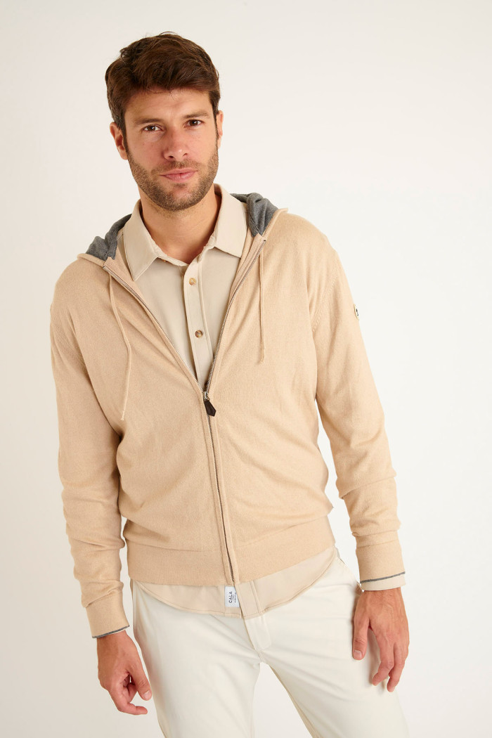 Gilet à capuche beige Luca MONZA