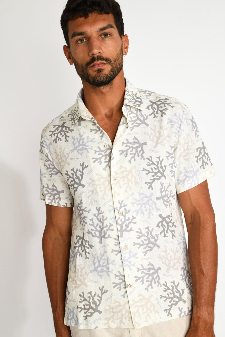 Chemise écrue imprimé corail STEFANO AGORA